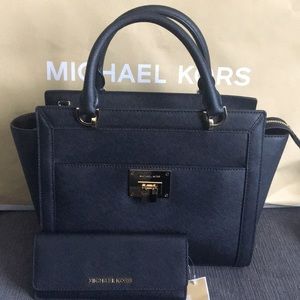 NWT Michael Kors Black Satchel Bag & Wallet Set